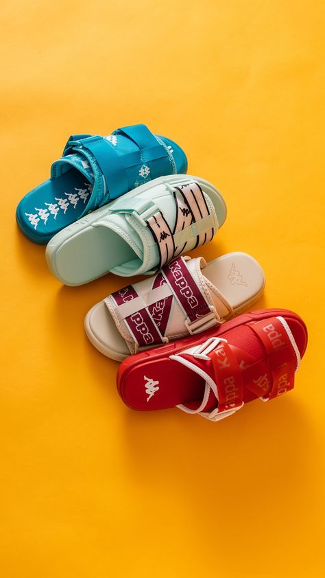 Bold colors and styles from Kappa's latest delivery are now available at all retail locations + online. Shop Now: https://feature.com/collections/kappa Chinelos Aesthetic, Kappa Sandals, Kappa Slides, Kappa Clothing, Jordan Shoes Girls, Sporty Sandal, Pretty Shoes Sneakers, Men Slides, Fresh Shoes