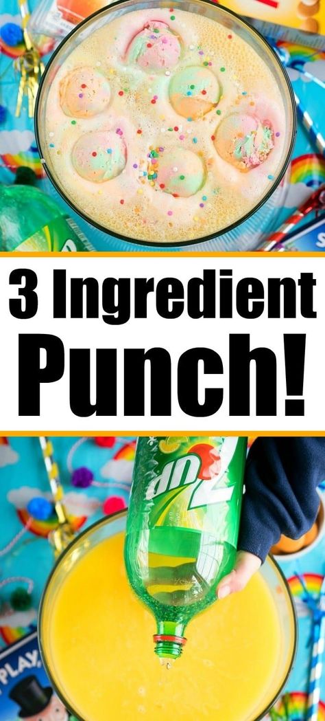 Party punch recipe has just 3 ingredients and is the best punch recipe for a birthday party or baby shower! Make this for any occasion and it's a hit!! #punch #sherbertpunch #sorbetpunch #birthdayparty #babyshower #babyshowerpunch #birthdaypartypunch #sherbertpunch Sorbet Punch, Best Punch Recipe, Shower Punch, Sherbet Punch Recipes, Party Punch Recipe, Fruit Punch Recipe, Baby Shower Punch Recipes, Sherbet Punch, Alcoholic Punch Recipes