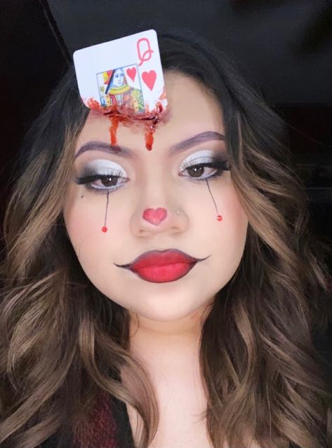 Queen of hearts❣️ Scary Queen Of Hearts Makeup, Simple Queen Of Hearts Makeup, Queen Of Hearts Makeup Simple, Queen Of Hearts Makeup Halloween, Queen Of Hearts Halloween Makeup, Queen Of Hearts Hair, Twisted Circus, Queen Of Hearts Halloween Costume