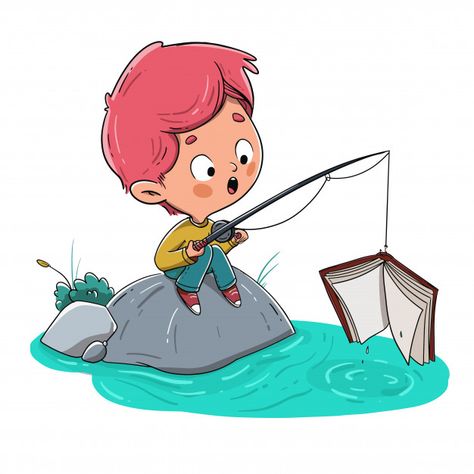 Fishing Cartoon, Man Fishing Drawing, Reading Quotes Kids, Fishing Images Clip Art, Over Fishing Illustration, Little Boy Fishing Photography, Laughter Day, Fish Background, Teacher Cartoon