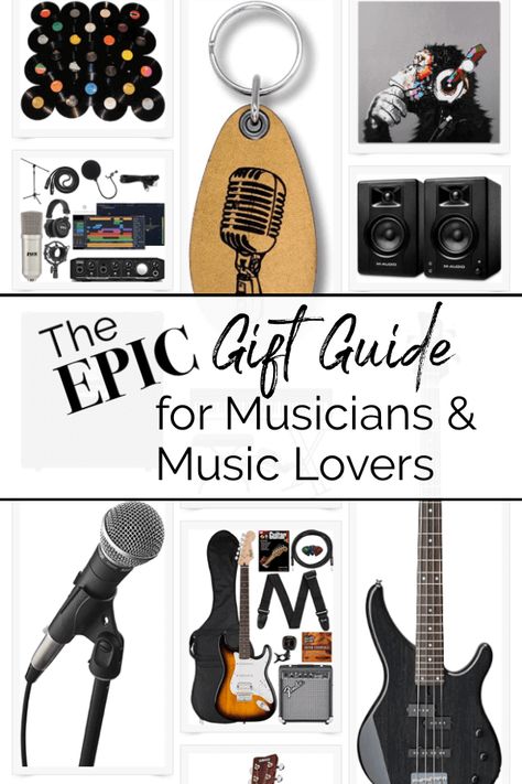 The Epic Gift Guide for Musicians and Music Lovers Guitar Accessories Gifts, Guitar Gifts For Him, Gift Ideas For Musicians, Gift Ideas For Music Lovers, Gifts For Guitar Players, Studying Music, Gifts For Musicians, Band Gifts, Gifts For Music Lovers