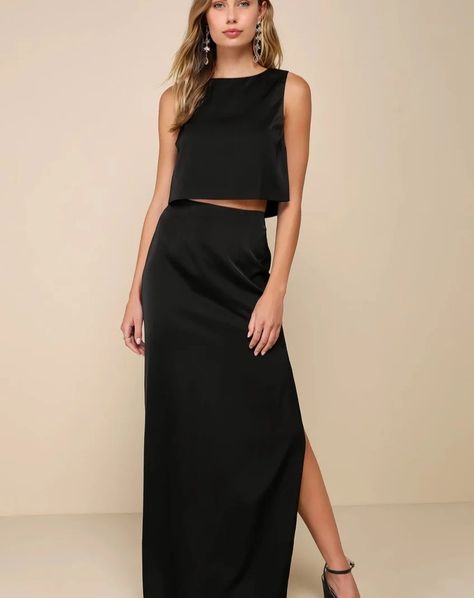 Sophisticated Charm Our new 2-piece set is available now! Check out our Best Offers here!! www.queennk.com #fashion #womenempowerment #fashionstyle #brand #dress Maxi Dress Satin, Lulu Fashion, Dress Satin, Boat Neckline, Strapless Bra, Sleeveless Maxi Dress, Two Piece Dress, Piece Dress, Black Satin