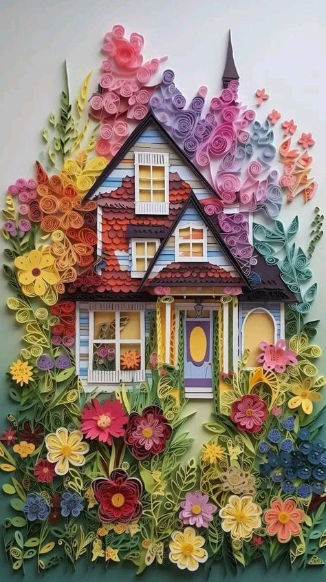 ART & Vintage | Folded quilled and rolled paper by unknown paper artist. Diy Quilling Crafts, Kraf Kertas, Arte Quilling, Paper Quilling For Beginners, Paper Quilling Flowers, Cut Out Art, Quilling Work, Desain Quilling, Paper Cutout Art