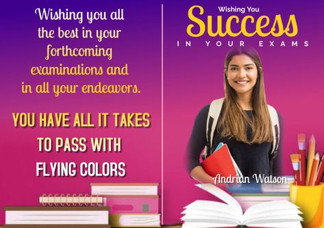 Editable All the best in your exams success card Success Cards For Exams Design, Success Cards For Exams, Exam Success Wishes, Success Cards, Best Wishes For Exam, Success Wishes, Halloween Promotions, Halloween Bar, Exam Quotes