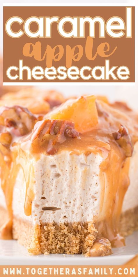 No Bake Caramel Apple Cheesecake, Cheesey Recipes, Baked Apple Cheesecake, Caramel Apple Pie Filling, Caramel Apple Cheesecake Recipes, No Bake Cheesecake Recipes, Cinnamon Graham Cracker Crust, Apple Cheesecake Recipes, Cheesecake Homemade