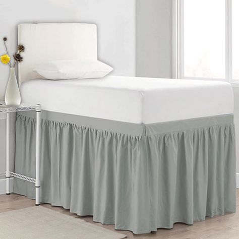 PRICES MAY VARY. 【Extra long Design Dorm bed skirt】: This product is made of high-quality Brushed Cloth, which is not easy to pilling, and has a soft texture. 【For College Dorm 】Dimensions: This product measures 39 inches wide and 79 inches long. Drop 32"/36"/42"，Not Sheer, For lofted Dorm Bed ,Hides the underneath of the bed.make the house look more concise and beautiful. 【Easy to put on - Stable Fixation】: The dormitory bed skirt is CDesigned with elastic bands and straps to be fixed on the be Dorm Bed Skirt, Dorm Bed Skirts, Dorm Room Essentials, College Dorm Bedding, Twin Xl, Dorm Bedding, Grey Bedding, College Dorm, Dorm Decorations