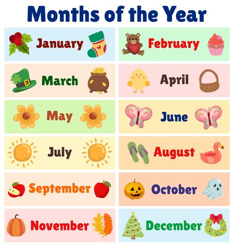 Months of the Year Chart Months Printable, 12 Months Of The Year, Months Of The Year Printables Free, Custom Calendar, Months In A Year, Lesson Plans, How To Plan