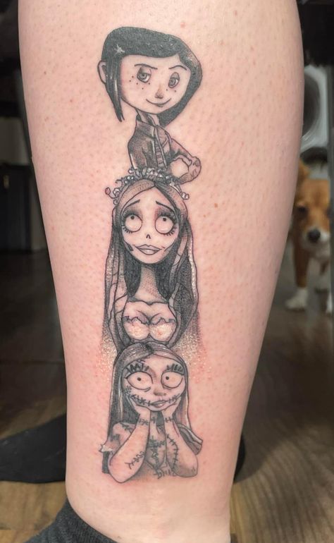 1920 Tattoo, Sally Tattoo, Matching Tattoos For Couples, Couple Tattoo Ideas, Coraline Tattoo, Jack Tattoo, Jack Y Sally, Tattoos For Couples, Japanese Watercolor