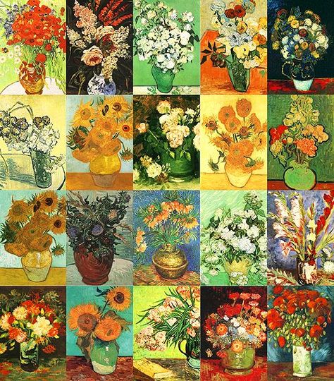 Van Gogh flower paintings Van Gogh Flowers, Flowers In Vases, Artist Van Gogh, Paintings Of Flowers, Istoria Artei, Vincent Van Gogh Paintings, Georges Seurat, Arte Van Gogh, Van Gogh Museum