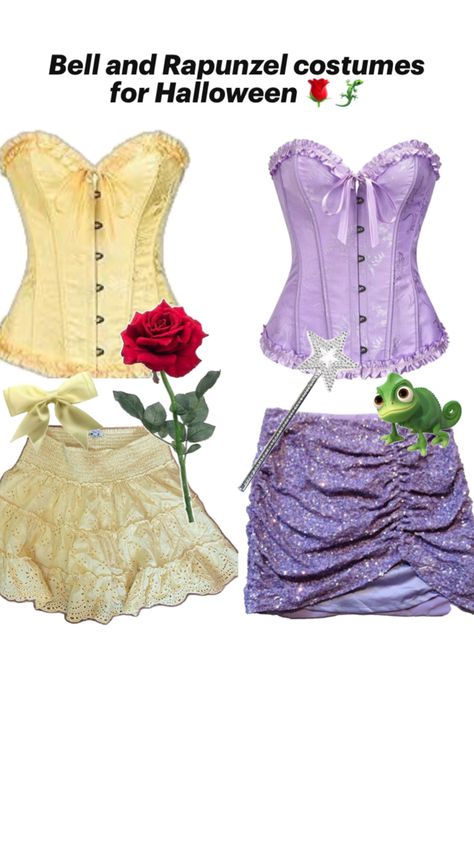 Bell and rapunzel Halloween costumes Bell Halloween Costume, Rapunzel Halloween, Rapunzel Halloween Costume, Rapunzel Cosplay, Rapunzel Costume, Rapunzel, Sweet 16, Halloween Costume, Halloween Costumes