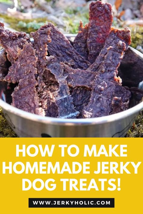 Dog Jerky in a dog bowl on the ground outside. Homemade Beef Jerky Recipe, Jerkey Recipes, Beef Jerky Recipe, Teriyaki Beef Jerky, Homemade Beef Jerky, Jerky Recipe, Homemade Jerky, Beef Jerky Recipes, Teriyaki Beef