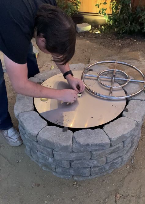 Diy Propane Fire Pit Table, Lake Storage, Round Propane Fire Pit, Diy Propane Fire Pit, Portable Propane Fire Pit, Diy Gas Fire Pit, Kismet House, Outdoor Propane Fire Pit, Fire Pit Ring