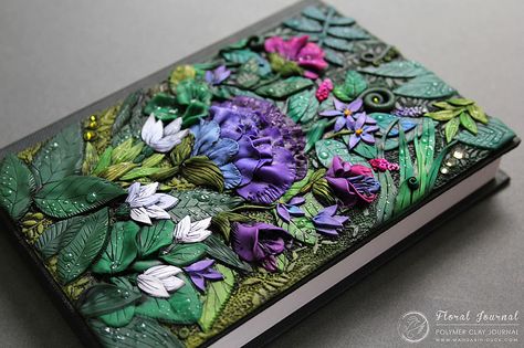 'Polymer clay' sounds like what cyborg golems are made from, but it’s actually the material Aniko Kolesnikova uses to make fantastic book covers. Polymer Journal, Polymer Clay Books, Diy Fimo, Fimo Polymer Clay, Fantasy Book Covers, Fairy Tale Books, Clay Wall, Handmade Book, Polymer Clay Projects