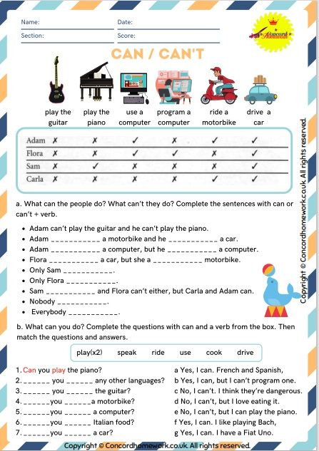 Can and can't English worksheet pdf Can Can’t Worksheet, Can And Can't Worksheet, English Conversation Worksheets, Conversation Activities, Efl Teaching, Learn Language, Simple Past Tense, English Worksheet, English Conversation