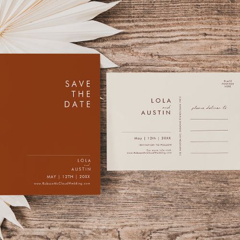 Simple Desert Terracotta Save The Date Postcard #zazzle #weddinginvitations #birthdayinvitations #babyshowerinvitations #zazzleinvitations #monogram #businesscards #graduation #homedecor Simple Desert, Boho Save The Date, Save The Date Modern, Minimalist Western, Simple Save The Date, Rustic Wedding Save The Dates, Vintage Desert, Wedding Postcard, Rustic Boho Wedding