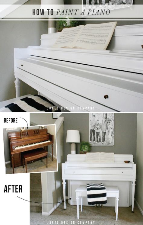 how to paint a piano Piano Before And After, Repainted Piano, Paint A Piano, Piano Painted, Rolltop Desk, Painted Piano, Jones Design Company, Painted Pianos, Piano Ideas