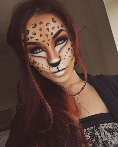 6 Halloween Looks With Just Eyeshadow That Look So Good, Nobody Will Even Look At Your Outfit Nem Halloween Makeup, Leopard Face Paint, Leopard Makeup Halloween, Best Halloween Makeup, Leopard Halloween, Leopard Makeup, Halloween Make-up Looks, Animal Makeup, Cute Halloween Makeup