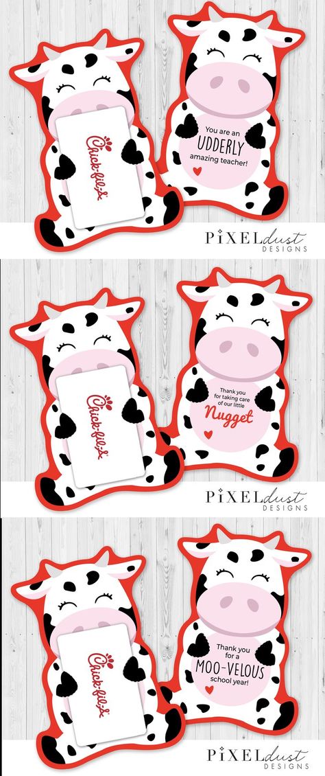 Printable DIY Chicfila gift card holders, Udderly Amazing Teacher, Thank you for a MOO-velous School Year, Teacher Gift Ideas, End of the Year Teacher Gift, Teacher Appreciation Gift, Elementary Teacher Gift Chick Fil A Teacher Gift Tag Free, Free Chick Fil A Teacher Appreciation Gifts, Chic Fil A Teacher Appreciation Tag, Chickfila Gift Card Ideas Free Printable, Chick Fil A Gift Card Printable Free, Teacher Gift Puns, Gift Card Teacher Appreciation Ideas, Teacher Appreciation Chick Fil A, Chick Fil A Teacher Appreciation