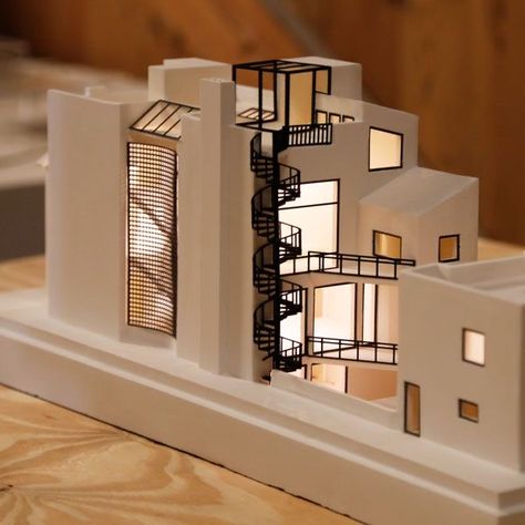 Models Of Buildings, 2 Story Building Design, Popsicle Stick Architecture Model, Building Shapes Architecture, Architectural Sculpture Design, Parti Model Architecture, Building Model Architecture, Building Concept Design, Design Concept Architecture