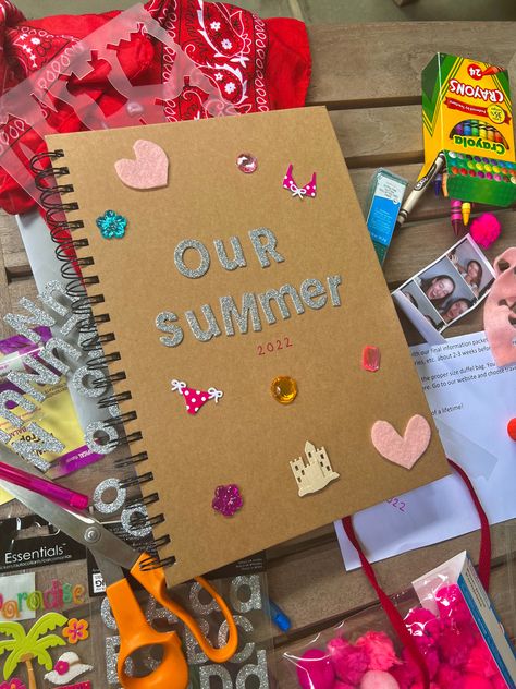 aesthetic y2k summer beach scrapbook Summer Memories Aesthetic, Our Summer Scrapbook, Summer Scrapbook Cover, Summer Scrapbook Ideas, 2024 Scrapbook, 2024 Memories, School Memories Scrapbook, Scratch Book, Memories Aesthetic