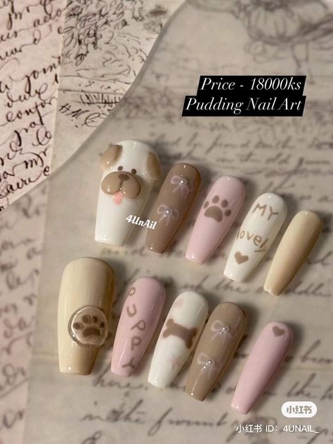 Cat Paw Nails, Cute Animal Nails, Paw Print Nails, Almond Nails Pink, Unicorn Nail Art, Paw Nails, Puppy Paw, Bears Nails, Cute Nail Art Designs