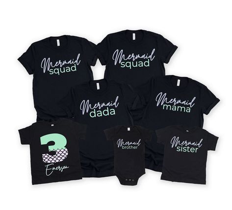 Custom Mermaid birthday shirts. Family matching birthday mermaid shirts. 3rd birthday girl shirt. Mermaid squad. Matching birthday shirts. by SubtleShade7 on Etsy 3rd Birthday Girl, Mermaid Shirts, Mermaid Squad, Matching Birthday Shirts, Birthday Mermaid, Mermaid Shirt, Mermaid Theme Party, Mommy And Me Shirt, Birthday Girl Shirt