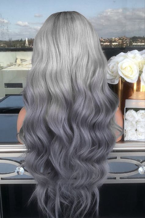 White And Grey Hair Color, Smoky Grey Hair, Silver Hair Aesthetic, Icy Silver Hair, Pelo Color Ceniza, Unique Hair Colors, Grey Hair Colour, Ash Grey Hair, Harajuku Hair