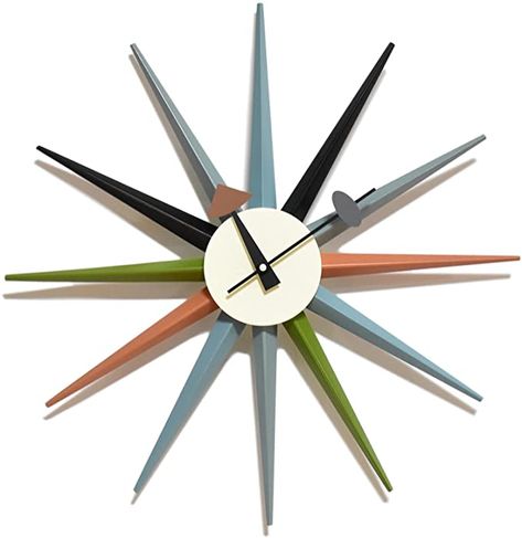 Mid Century Modern Family Room, Mid Century Modern Clocks, Bathroom Wall Clocks, Mid Century Modern Wall Clock, Sunburst Clock, Beautiful Modern Homes, Rustic Wall Clock, Large Wall Clock Modern, Mid Century Wall Clock