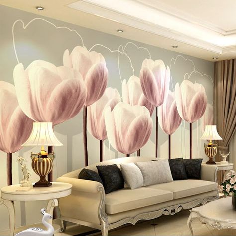 Floral Wall Mural: Perfectly Addition To Any Living Room Picture Walls, House Flip, Flower Mural, 3d Wall Murals, Office Designs, Photo Mural, Arch Design, Removable Wall Decals, Peel Stick Wallpaper