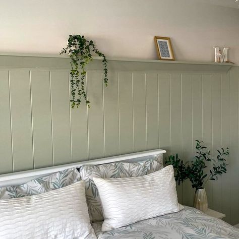 Fluted Panel, Tongue And Groove Walls, Wall Panels Bedroom, Wooden Panelling, Tongue And Groove Panelling, Sage Green Bedroom, V Groove, London House, Bedroom Panel