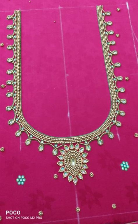 Blouse Work Designs Embroidery, 500 Rs Aari Work Design, Blouse Maggam Work, Blouse Simple, Aari Design, Maggam Work Blouse, Hand Work Design, Maggam Work Designs, Aari Designs