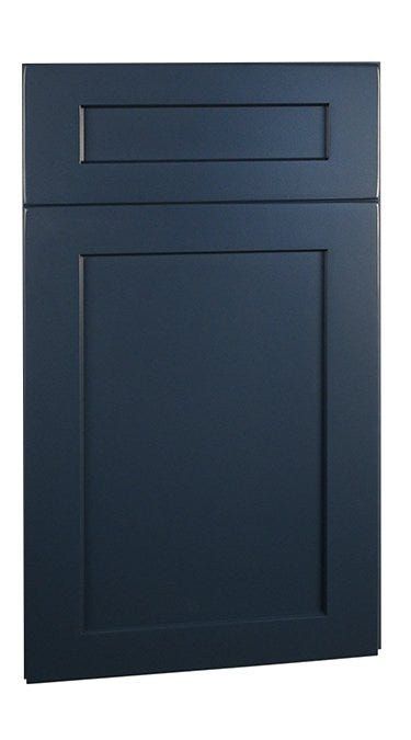 Navy Blue Kitchen Cabinets - View Shades & Styles - Cabinets.com Kitchen With Waterfall Island, Frameless Kitchen Cabinets, Modern Coastal Kitchen, Navy Blue Kitchen Cabinets, Discount Cabinets, Navy Blue Kitchen, Navy Kitchen, Waterfall Island, Frameless Cabinets