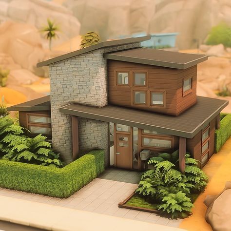 𝐓𝐇𝐄 𝐆𝐎𝐋𝐃𝐄𝐍 𝐀𝐆𝐄 - 𝐁𝐔𝐈𝐋𝐃𝐒 | Modern Base game Home in Oasis Springs 🌴 | noCC 🛠️ packs used: Base game 🏷️: @ea @thesims #sccregram #thesims #sims #eacreatornetwork… | Instagram Sims 4 Modern House Exterior, Sims House Oasis Springs, Sims 4 Non Residential Lots, Oasis Springs Family Home, Sims 4 Base Game Floor Plans, Sims 4 Houses Without Packs, Mini Modern House Bloxburg, Sims 4 Cute Family House, House Ideas For Sims 4