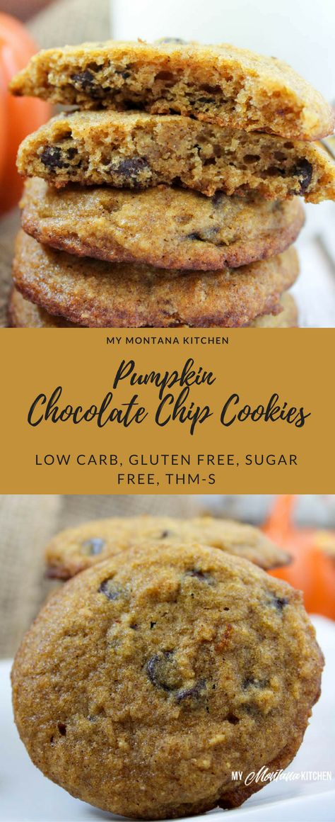 Kabocha Recipes, Pumpkin Cookies Chocolate Chip, Montana Kitchen, Galletas Keto, Low Carb Cookies Recipes, Keto Baking, Postre Keto, Keto Pumpkin, Thm Desserts