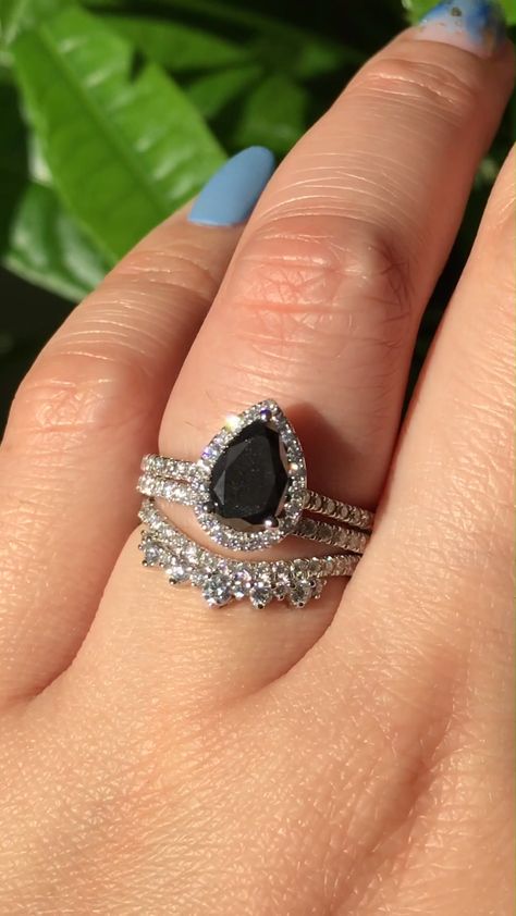 Crown Diamond, Rings Sets, Pave Diamond Band, Black Wedding Rings, Black Diamond Engagement, Black Diamond Ring Engagement, Morganite Engagement, Black Diamond Ring, Morganite Engagement Ring