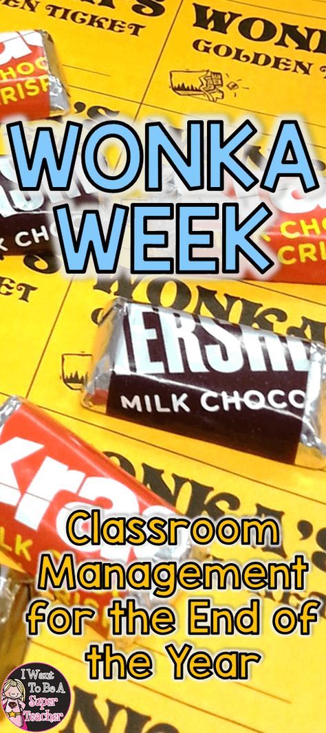 Looking for a fun classroom management solution to motivate your elementary students during the craziest times of the school year? Try Wonka Week! Perfect for teachers in 2nd, 3rd, & 4th grade classrooms to use before holiday breaks or the end of the school year. Read Charlie and the Chocolate Factory and plan some candy-themed math & science activities for Wonka Week learning fun! Click for FREE Golden Ticket and candy math printables + candy themed activity ideas. #education #endoftheyear Wonka Week, Ece Resources, Candy Theme Classroom, Candy Math, School Year Themes, End Of Year Activities, Super Teacher, Classroom Transformation, Learning Support