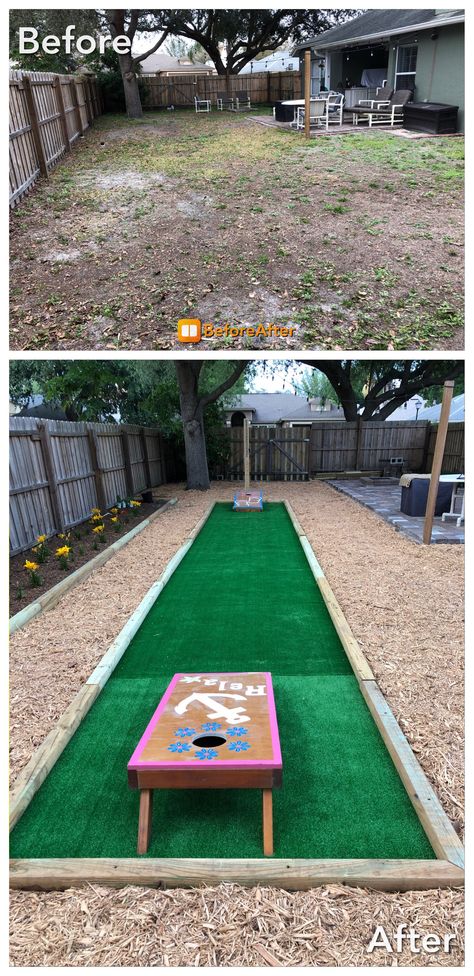 Low maintenance. No mowing. Plus cornhole. All on a low budget. Low Maintenance Backyard, Cheap Backyard, Backyard Beach, Backyard Oasis Ideas, Backyard Renovations, Easy Backyard, Backyard Pool Landscaping, Backyard Remodel, Ideas Backyard