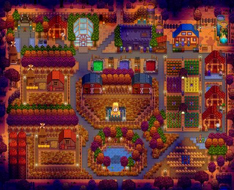 Stardew Valley Standard Farm Layout, Stardew Inspiration, Stardew Valley Farm Layout Standard, Stardew Layout, Stardew Ideas, Stardew Farm, Stardew Valley Farm, Stardew Farms, Stardew Valley Layout