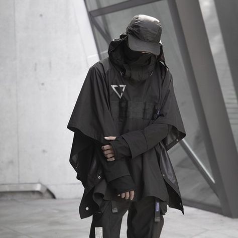 Top Sale Affordable Techwear Brands, Streetwear Fashion This Season Cyberpunk Mode, Military Poncho, Style Cyberpunk, Mode Cyberpunk, Techwear Jacket, Techwear Streetwear, Black Cloak, Techwear Outfits, Urban Apparel