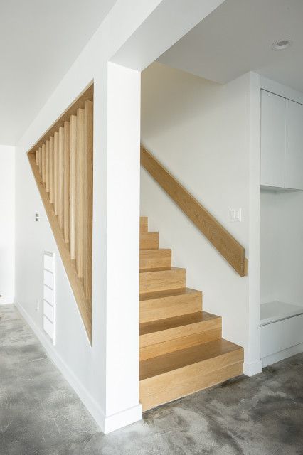 Modern Staircase Ideas, Bathroom Windows In Shower, Open Basement Stairs, Wood Railings For Stairs, Custom Stairs, Room Under Stairs, Stair Posts, Stair Banister, Stairs Design Interior