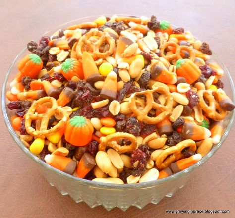 Reese's Pieces, Pumpkin Carving Party, Autumn Party, Mini Pretzels, Indian Corn, Party Mix, Chex Mix, Fall Treats, Fall Party