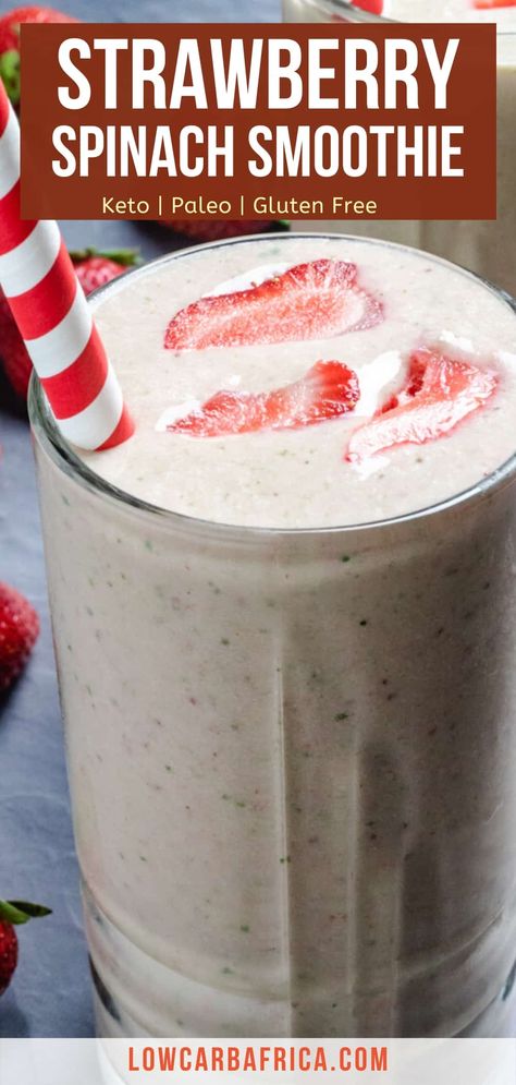 Strawberry Spinach Smoothie Recipes, Nigerian Meals, Low Carb Smoothie Recipes, Vegan Protein Smoothie, Spinach Smoothie Recipes, Quick Keto Breakfast, Keto Guide, Keto Shakes, Keto Smoothie Recipes