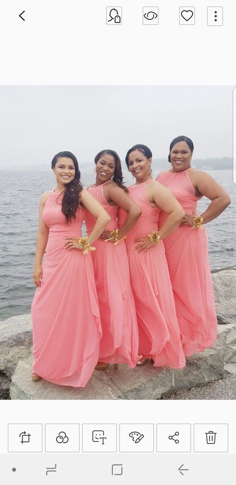 Coral bridesmaids  dresses Coral Bridesmaids, Coral Bridesmaid, Coral Bridesmaid Dresses, Bridesmaids Dresses, Bridal Dresses, Wedding Ideas, Bridesmaid Dresses, Coral, Wedding Dress