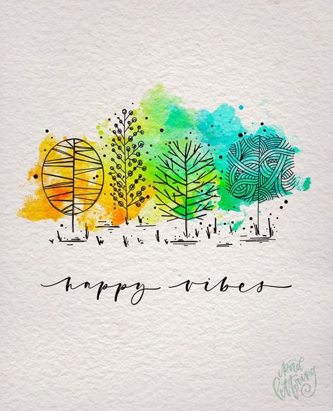 Instagram Journal, 심플한 그림, Soyut Sanat Tabloları, 수채화 그림, Bullet Journal Art, Happy Paintings, Watercolor Trees, Choose Happy, Watercolor Inspiration