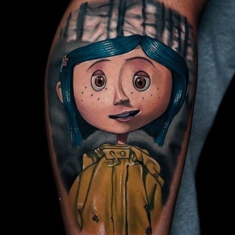 Illusion Tattoo, Coraline Costume, Coraline Tattoo, Skin Color Tattoos, Tim Burton Tattoo, Secret Tattoo, Kitten Tattoo, Colour Tattoo For Women, Optical Illusion Tattoos