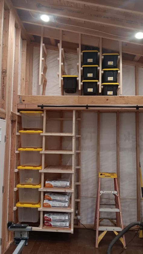 Basement Storage Ideas Shelves, Building Organization Ideas, Shed Shelves Ideas, Shelving In Garage Ideas, Storage Ideas For Storage Room, Tote Bin Storage Ideas, Diy Bookcase Closet Ideas, Diy Shelving Ideas Storage, Garage Closet Organization Ideas