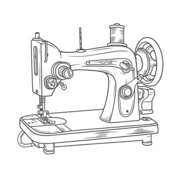 Sewing Machine Drawing, Machine Drawing, Background Sketch, Wing Drawing, Machine Image, White Sewing Machine, Drawing Machine, Drawing Pictures, Logo Cloud