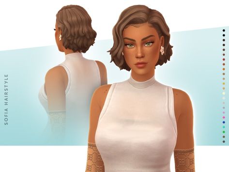 The Sims Resource - Sofia Hairstyle Sims 4 Cc Colored Hair, Ts4 Short Hair Cc, Sims 4 Short Hair Cc Maxis Match, Simcelebrity00 Hair, Sims4 Mod, Ts4 Mods, Sims 4 Cas Mods, Cc Hair, Side Part Hairstyles