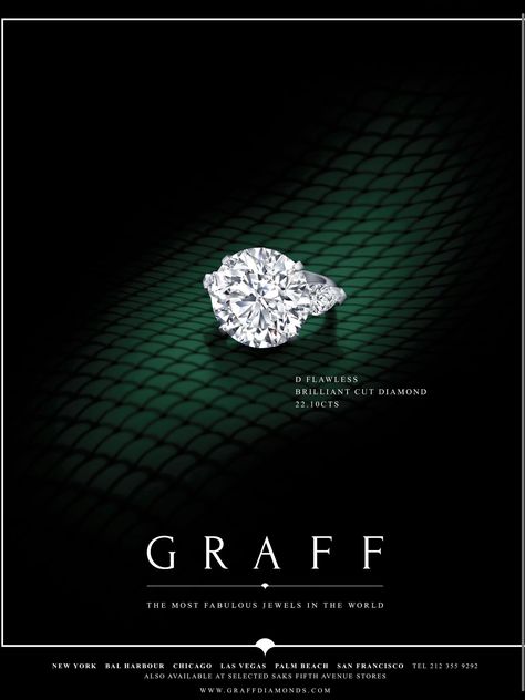 GRAFF D FLAWLESS BRILLIANT CUT DIAMOND Diamond Ads, Jewelry Poster Design, Diamond Jwellary, Diamond Poster, Graff Jewelry, Diamond Photography, Jewellery Advertising, Graff Diamonds, Jewelry Product Shots