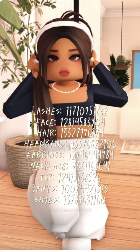 Bloxburg Outfit Codes Summer Brown Hair, Avatar Codes Bloxburg, Bloxburg Face Codes, Roblox Avatar Codes, Codes Bloxburg, Balzam Na Pery, Bloxburg Outfits, Brown Hair Roblox, Blocksburg Outfit Codes￼